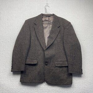 Harris Tweed Blazer ports Coat Jacket Scottish Herringbone Wool sz 40S Read